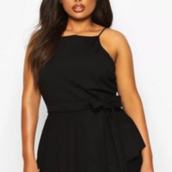 Boohoo Tops - Boohoo Plus Crepe Tie Front Asymmetric Top